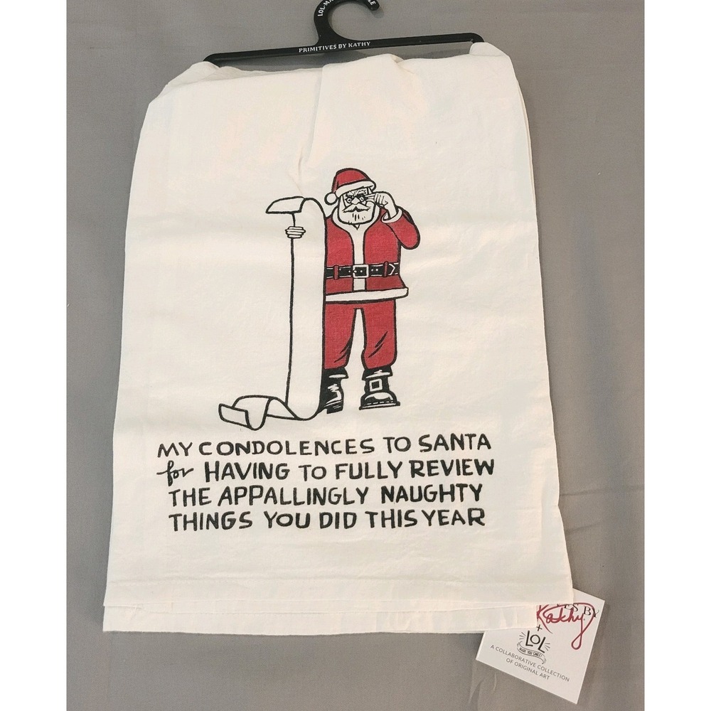 Primitive By Kathy Humorous Christmas Themed Kitchen Towel